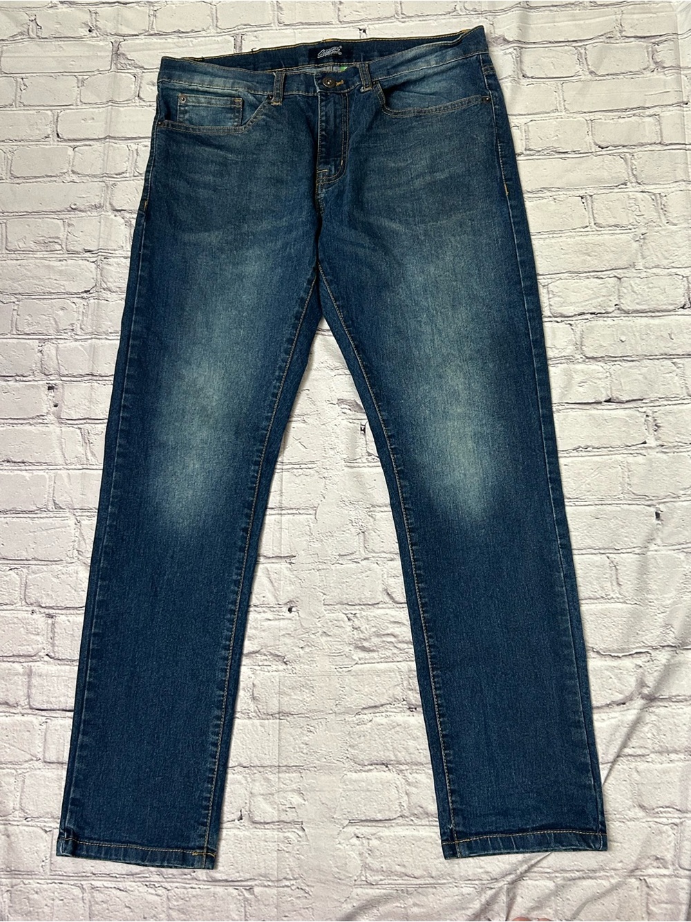 Triple Goose Super. Men's Straight-Leg Jeans in Dark Blue Denim
